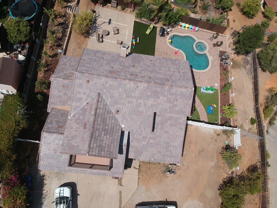 Tile roofing — completed aerial view