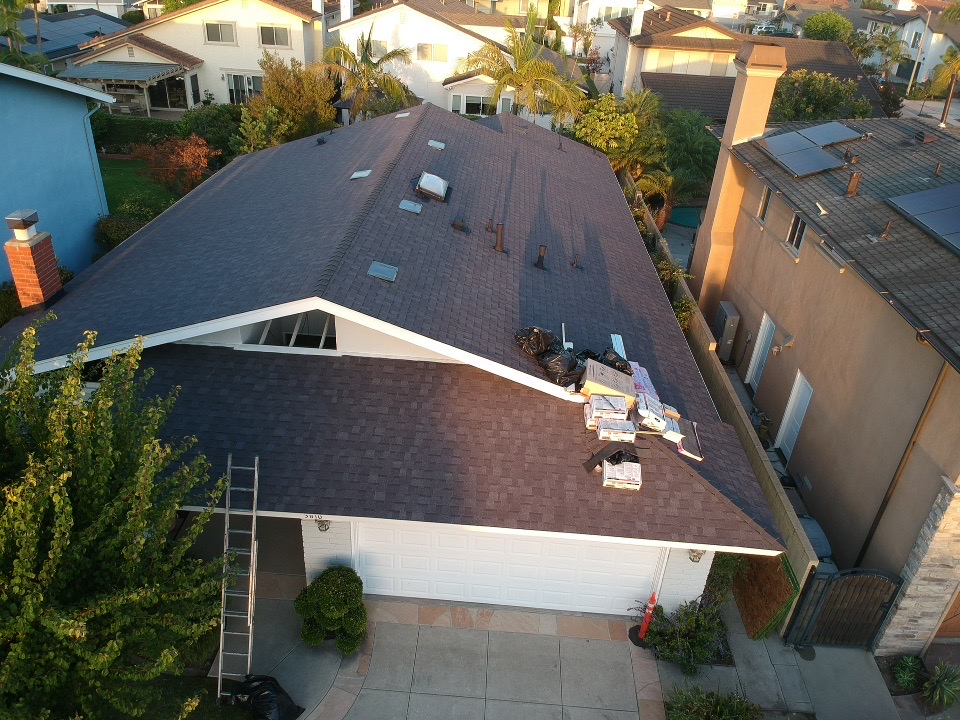 Residential shingle roofing: shingles installed